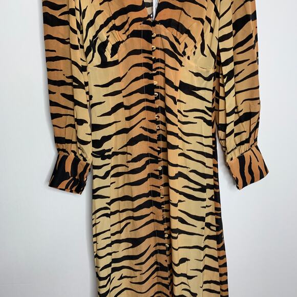 Realisation Vivienne Midi Dress Tiger Small New Silk Womens Small - Picture 5 of 16